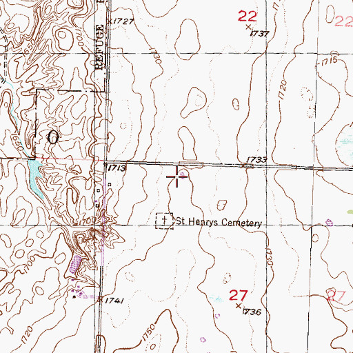 Topographic Map of Saint Henrys Church, ND