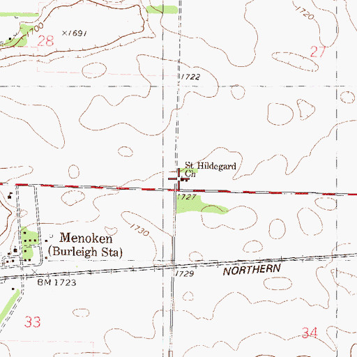 Topographic Map of Saint Hildegard Church, ND