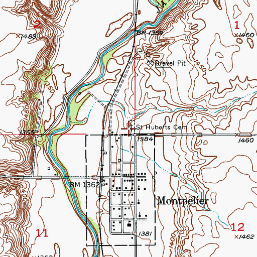 Topographic Map of Saint Huberts Cemetery, ND