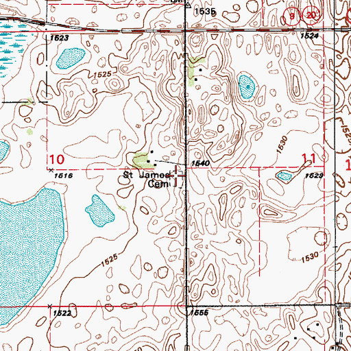 Topographic Map of Saint James Cemetery, ND