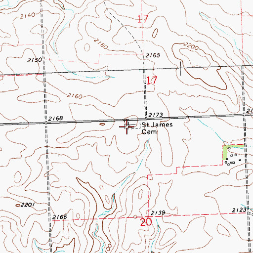 Topographic Map of Saint Jacobus Sofia Cemetery, ND