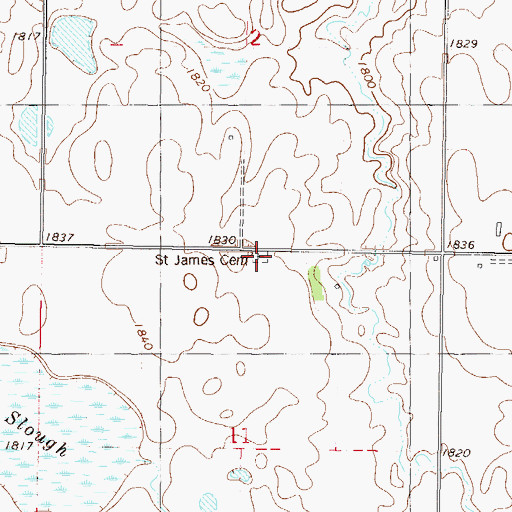 Topographic Map of Saint Jacobus Lutheran Cemetery, ND