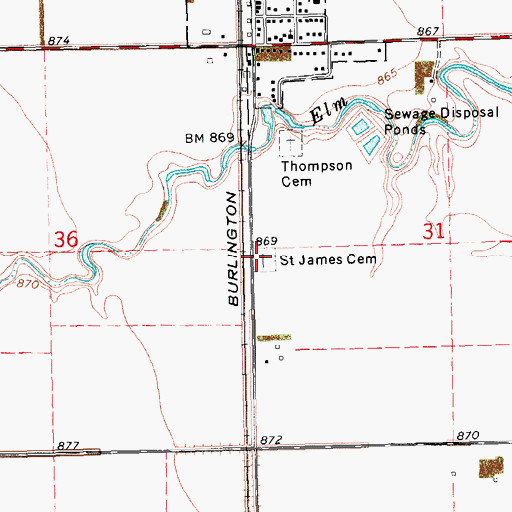 Topographic Map of Saint Judes Cemetery, ND