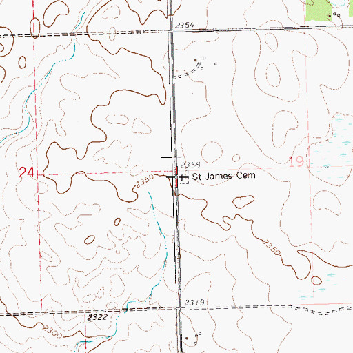 Topographic Map of Saint James Cemetery, ND