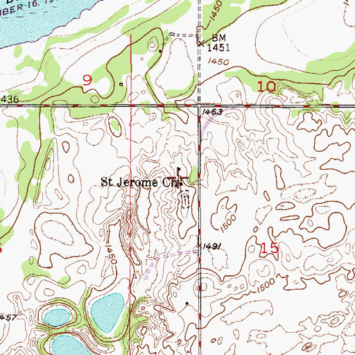Topographic Map of Saint Jerome Church, ND