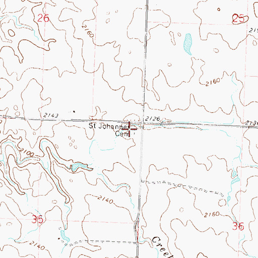 Topographic Map of Saint Johannes Cemetery, ND