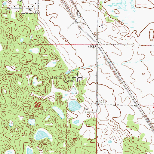 Topographic Map of Saint John Cemetery, ND