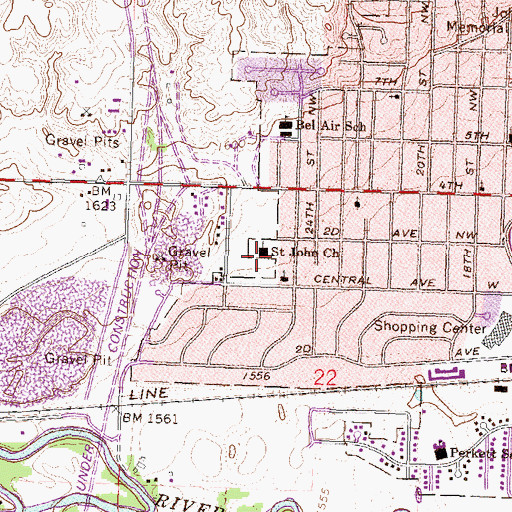 Topographic Map of Saint John the Apostle Catholic Church, ND