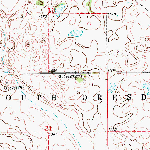 Topographic Map of Saint John Church, ND