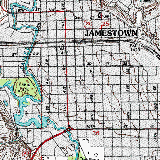 Topographic Map of Saint Johns Academy, ND
