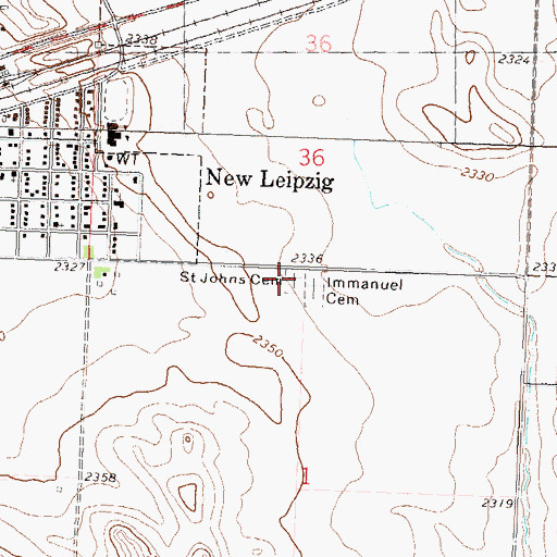 Topographic Map of Saint Johns Cemetery, ND