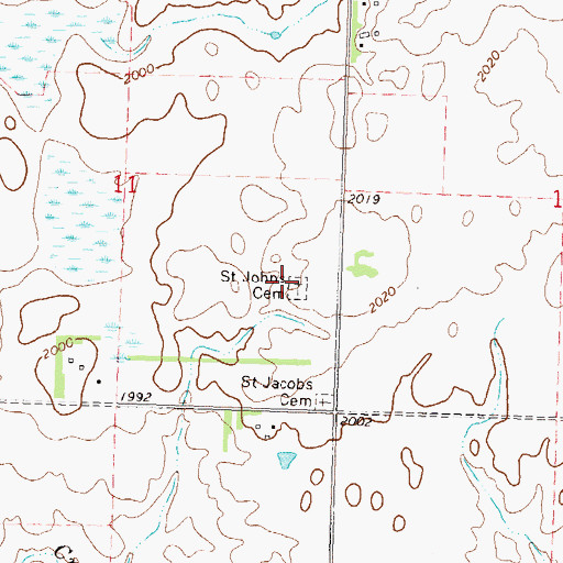 Topographic Map of Saint James Lutheran Krem Cemetery, ND