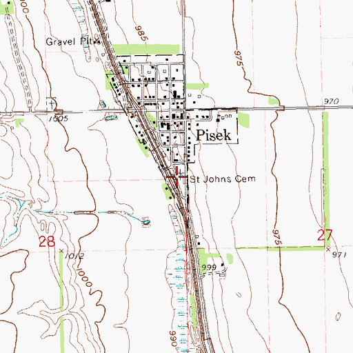 Topographic Map of Saint Johns Cemetery, ND