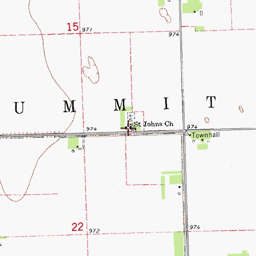 Topographic Map of Saint Johns Church, ND