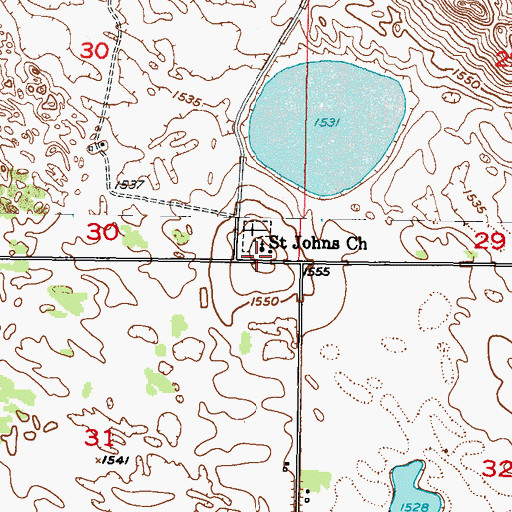 Topographic Map of Saint Johns Church, ND