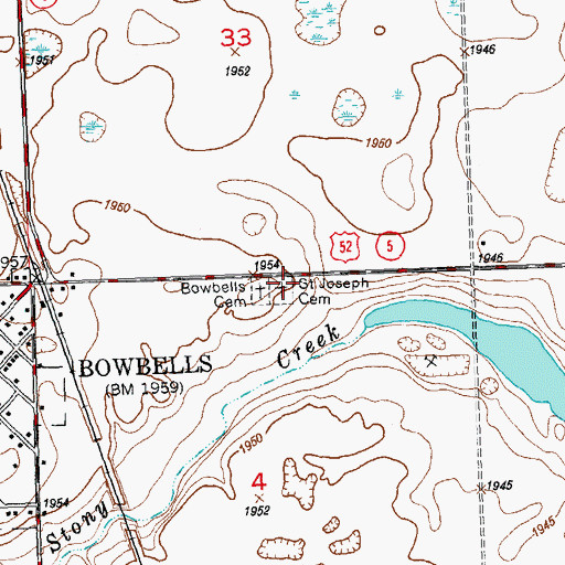 Topographic Map of Saint Joseph Cemetery, ND