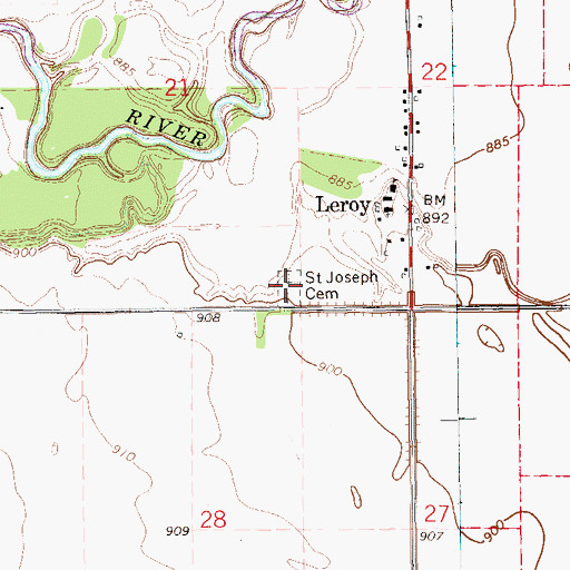Topographic Map of Saint Joseph Cemetery, ND