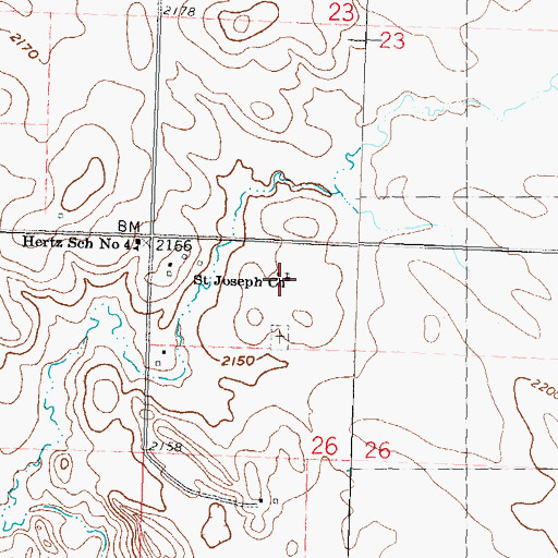 Topographic Map of Saint Joseph Church, ND