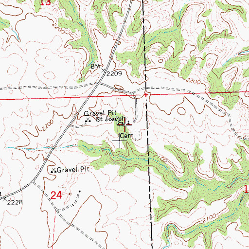 Topographic Map of Saint Joseph Church, ND