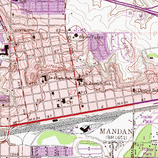 Topographic Map of Saint Joseph Elementary School, ND