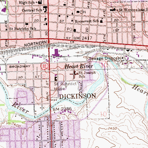 Topographic Map of Saint Joseph School, ND