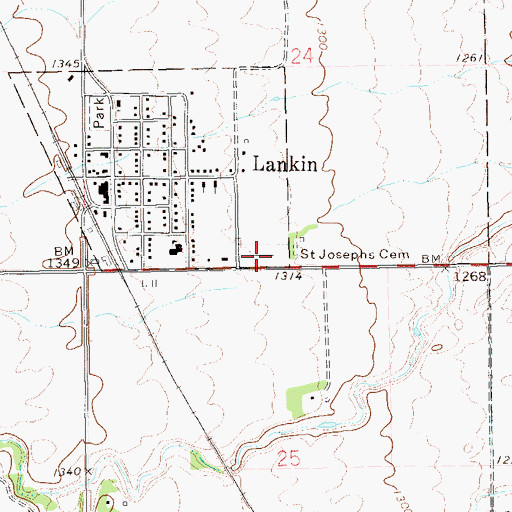 Topographic Map of Saint Josephs Cemetery, ND