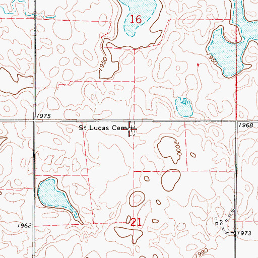 Topographic Map of Saint Lucas Cemetery, ND