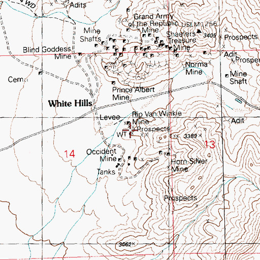 Topographic Map of Rip Van Winkle Mine, AZ