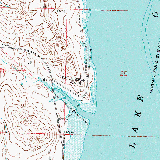 Topographic Map of Saint Lukes Cemetery, ND