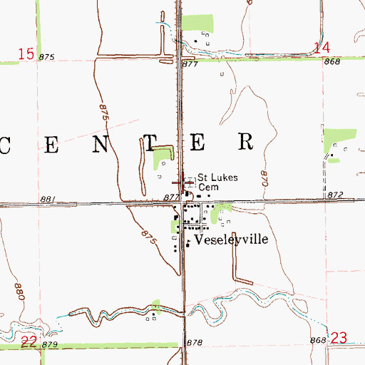Topographic Map of Saint Lukes Cemetery, ND