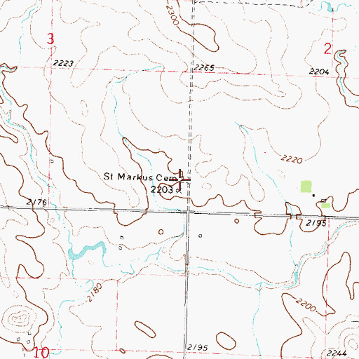 Topographic Map of Saint Markus Cemetery, ND