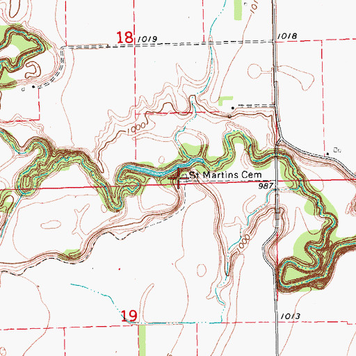 Topographic Map of Saint Martins Cemetery, ND