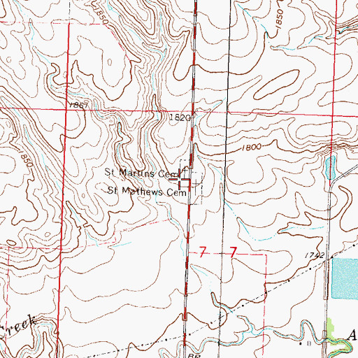 Topographic Map of Saint Martins Cemetery, ND