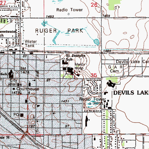 Topographic Map of Saint Marys Academy, ND