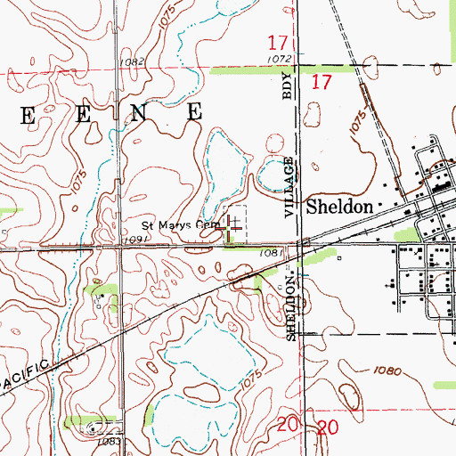 Topographic Map of Saint Marys Cemetery, ND