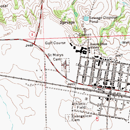 Topographic Map of Saint Marys Cemetery, ND