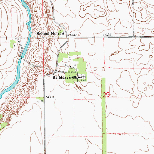 Topographic Map of Saint Marys Church, ND