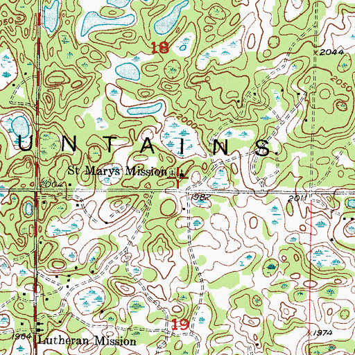 Topographic Map of Saint Marys Mission, ND