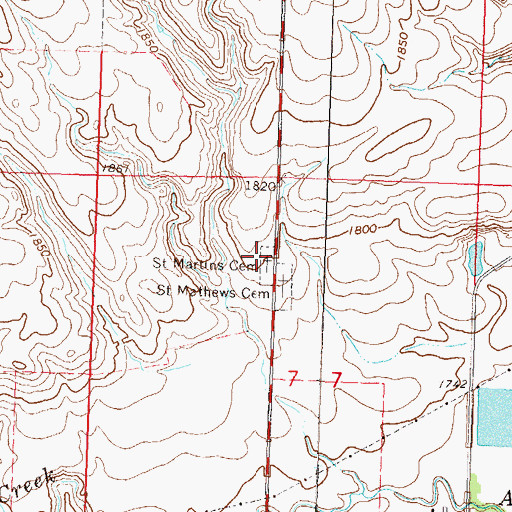 Topographic Map of Saint Matthews Cemetery, ND