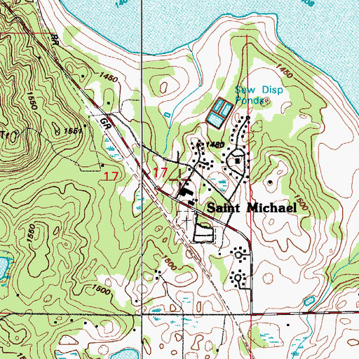 Topographic Map of Saint Michael, ND
