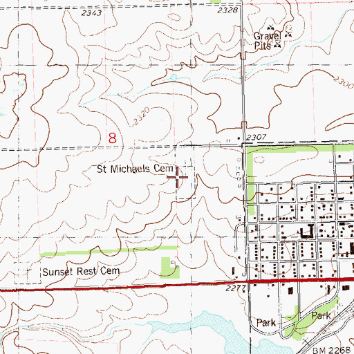 Topographic Map of Saint Michaels Cemetery, ND