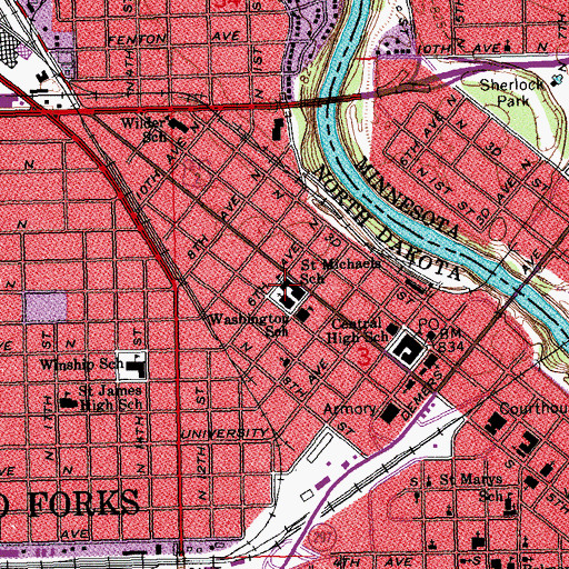 Topographic Map of Saint Michaels Elementary School, ND