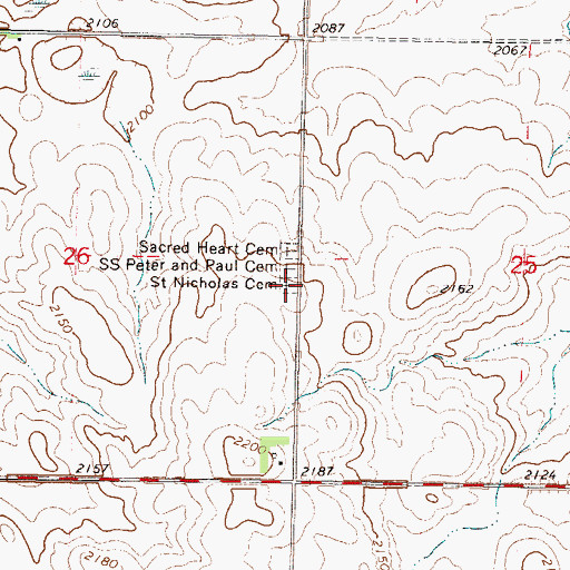 Topographic Map of Saint Nicholas Cemetery, ND