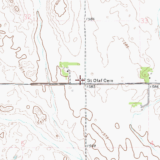 Topographic Map of Saint Olaf Cemetery, ND