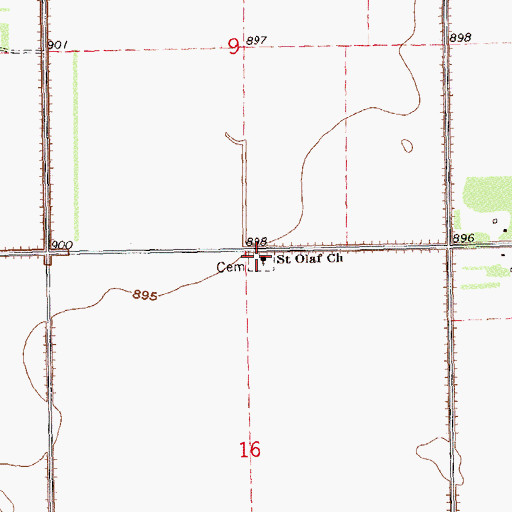 Topographic Map of Saint Olaf Church, ND
