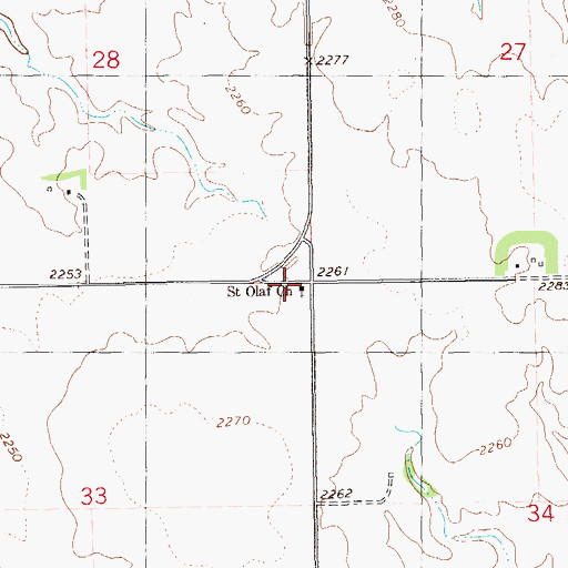 Topographic Map of Saint Olaf Church, ND