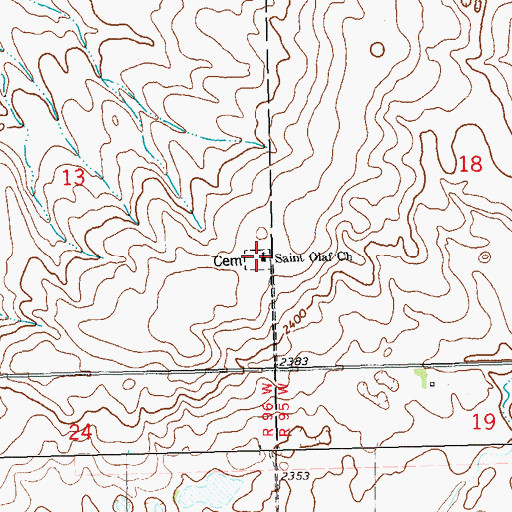 Topographic Map of Saint Olaf Church, ND