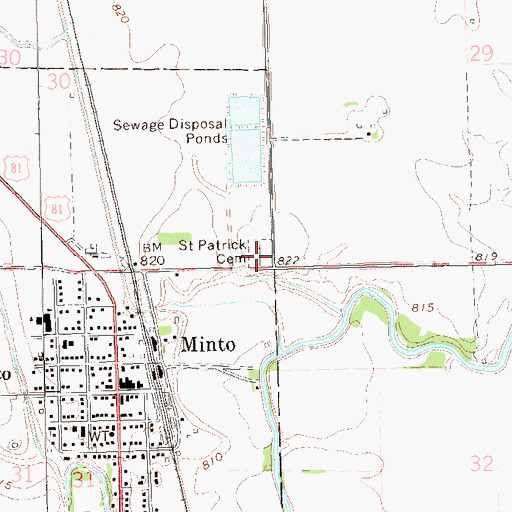 Topographic Map of Saint Patrick Cemetery, ND