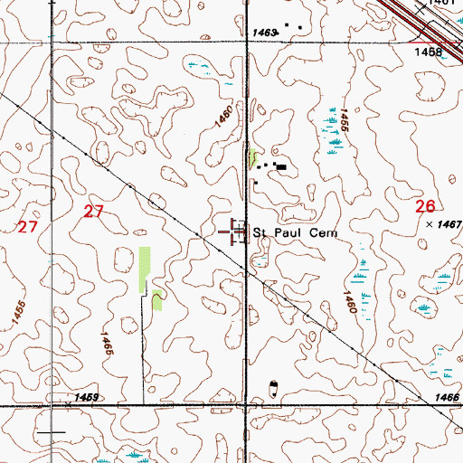 Topographic Map of Saint Paul Cemetery, ND