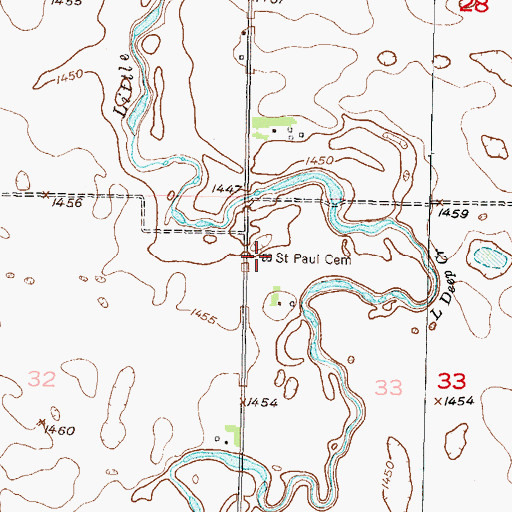 Topographic Map of Saint Paul Cemetery, ND